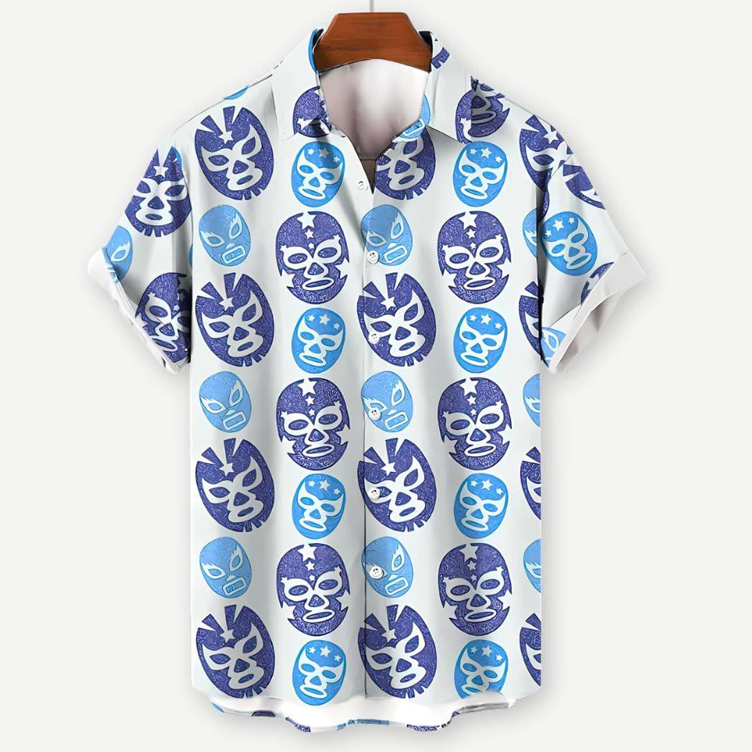 Relaxed Blue Masks Shirt - Saint Drako