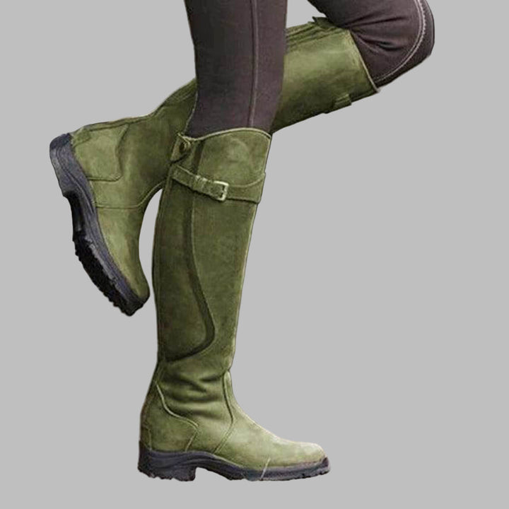 Valdora Knee-Length Buckled Leather Hiking Boots