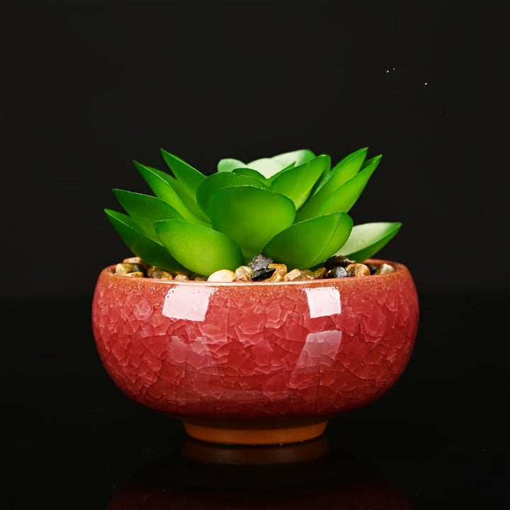 Cracked Ice Ceramic Succulent Planter Pot