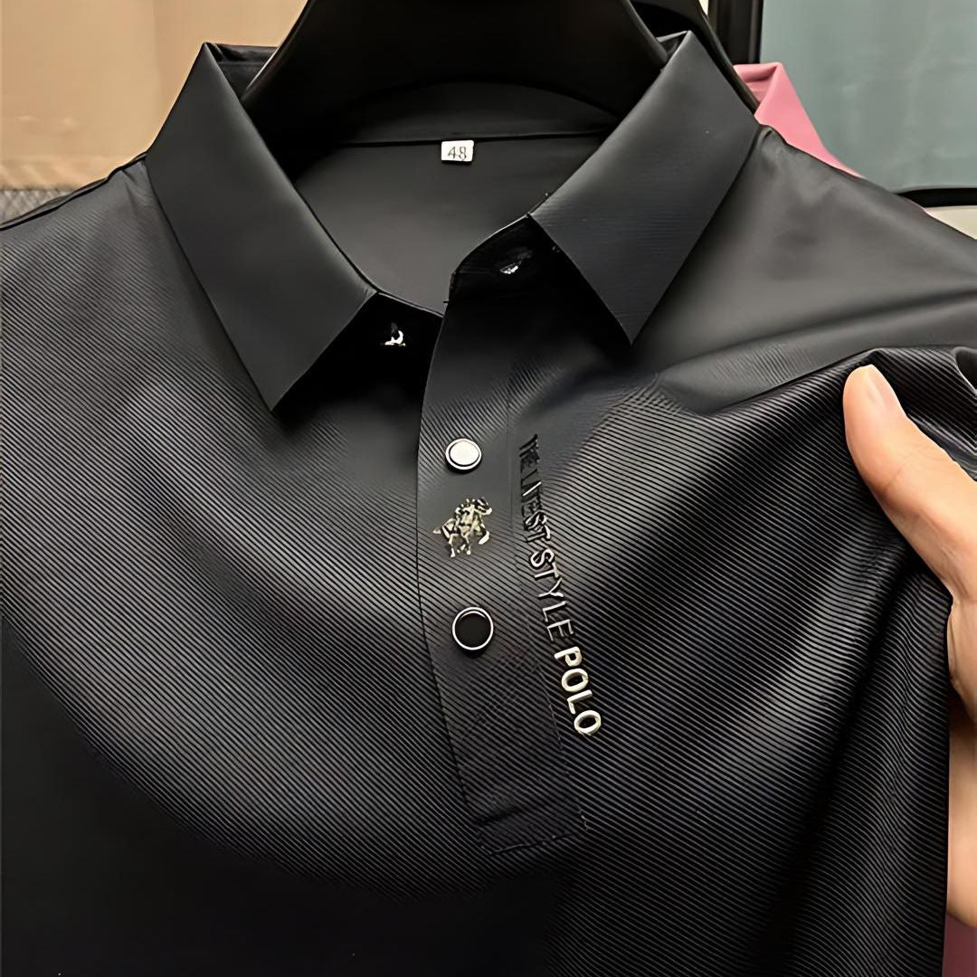 Wrinkle-Free Muscle Fit Polo