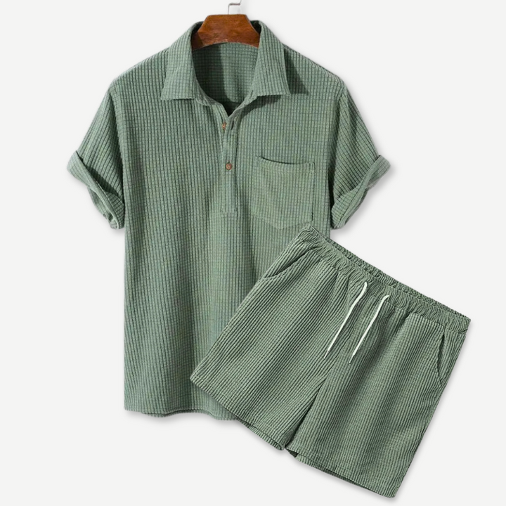 Waffle Polo & Shorts Set - Saint Drako