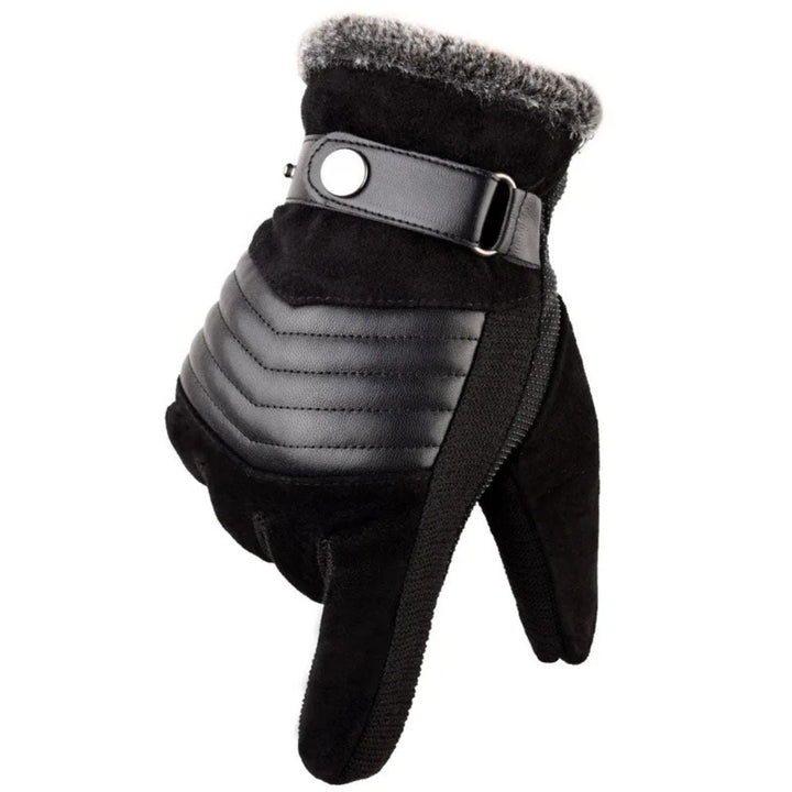 Men's Touch Screen Warm Winter Gloves - Genuine Leather Strap