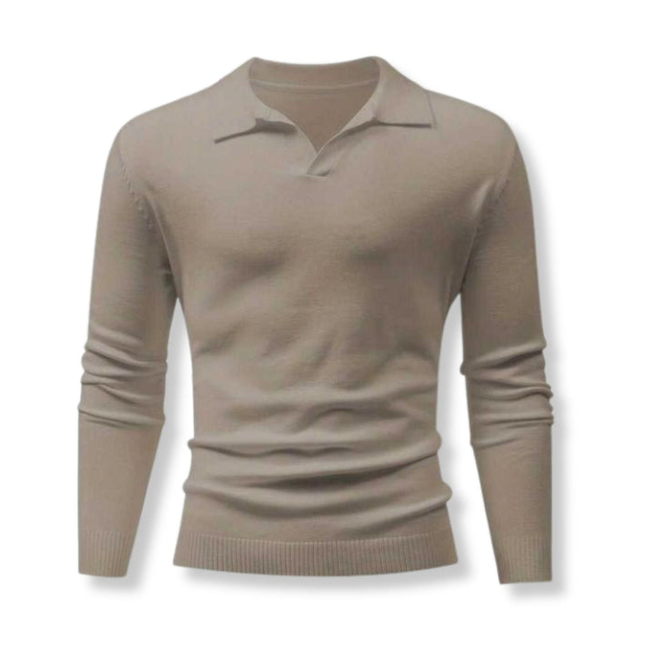 Long Sleeve Knitted Ivory Polo - Saint Drako