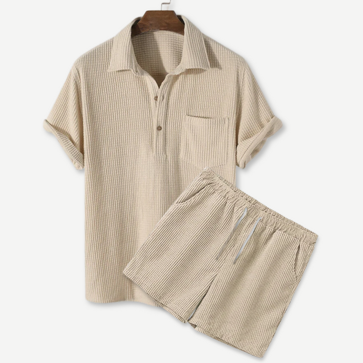 Waffle Polo & Shorts Set - Saint Drako