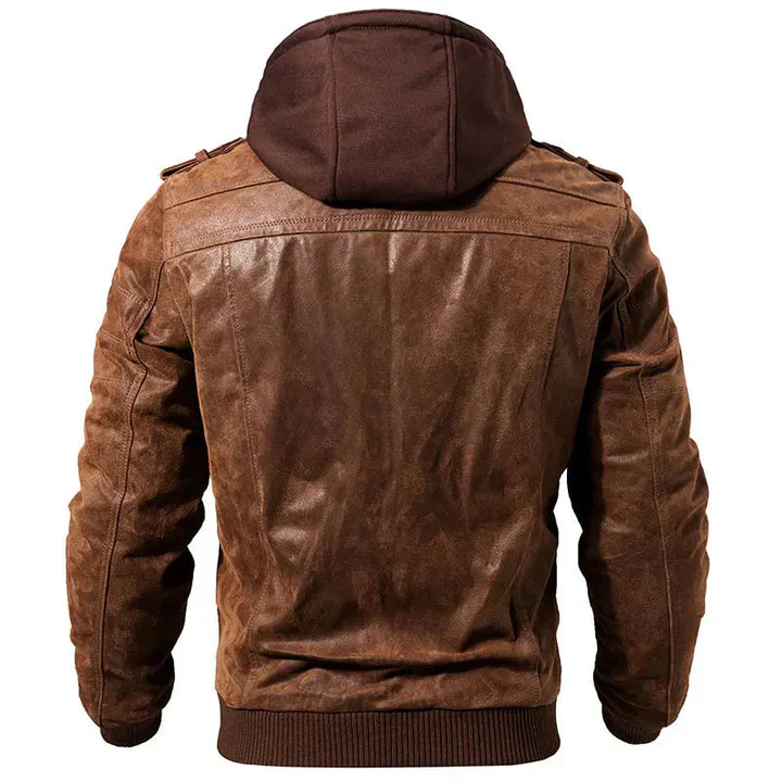Griffin Men’s Leather Hooded Jacket - Saint Drako