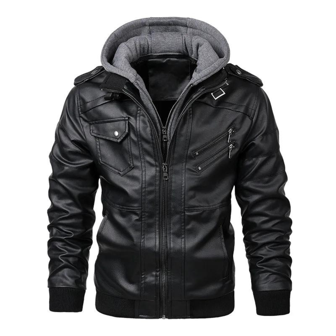 Griffin Men’s Leather Hooded Jacket - Saint Drako