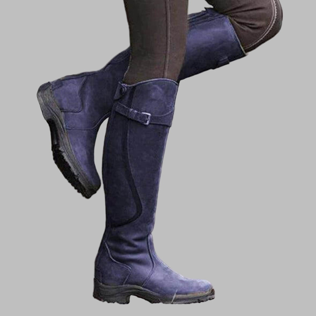 Valdora Knee-Length Buckled Leather Hiking Boots
