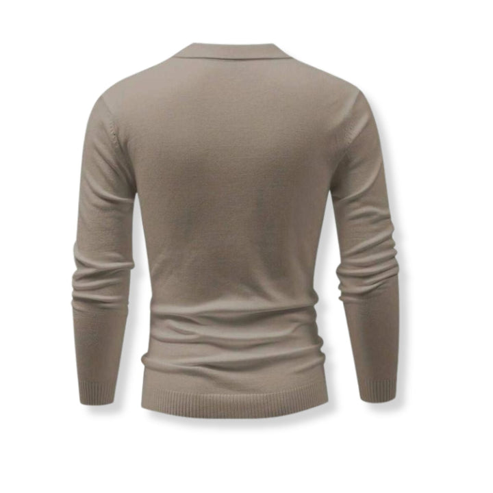 Long Sleeve Knitted Ivory Polo - Saint Drako