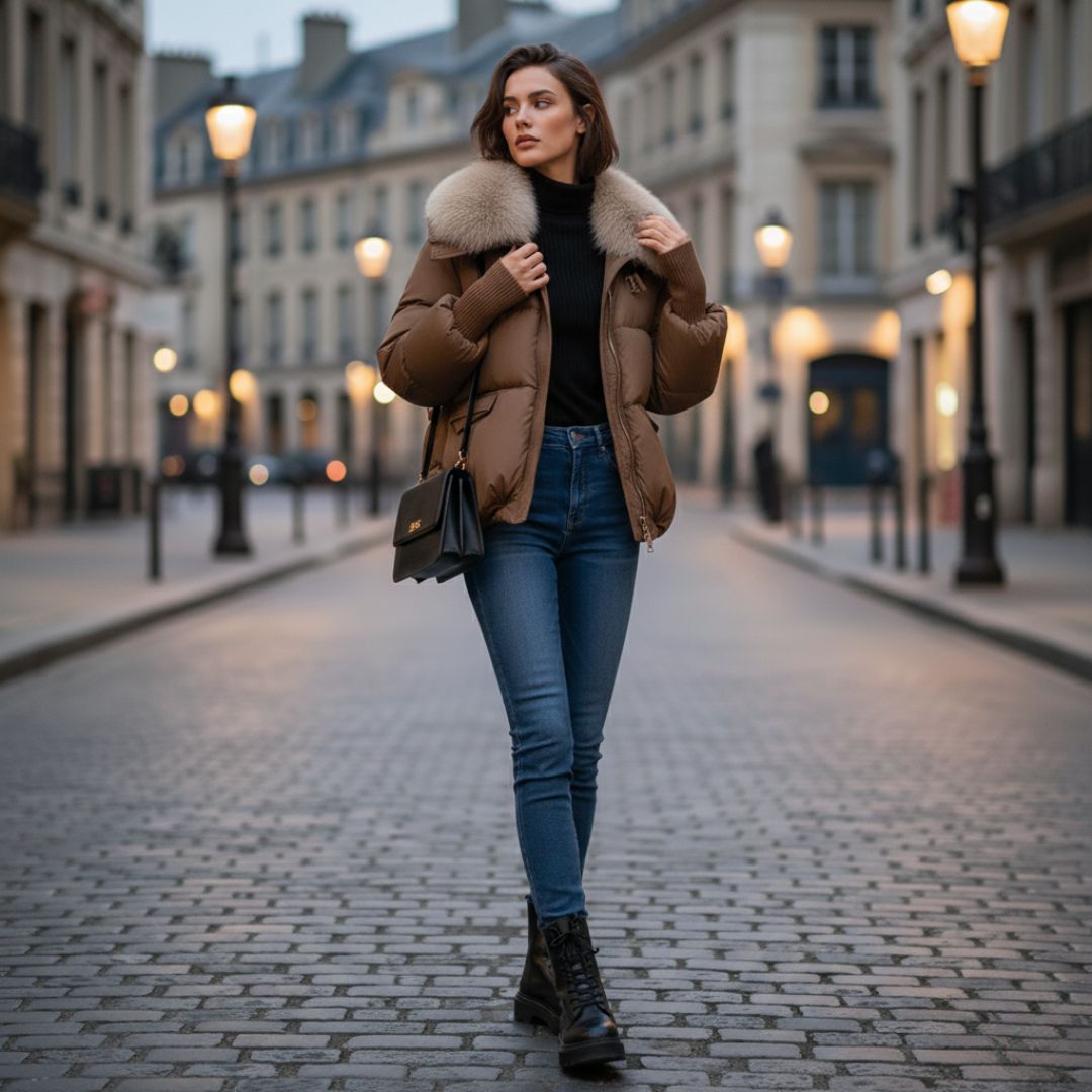 Selene Faux-Fur Collar Puffer Jacket