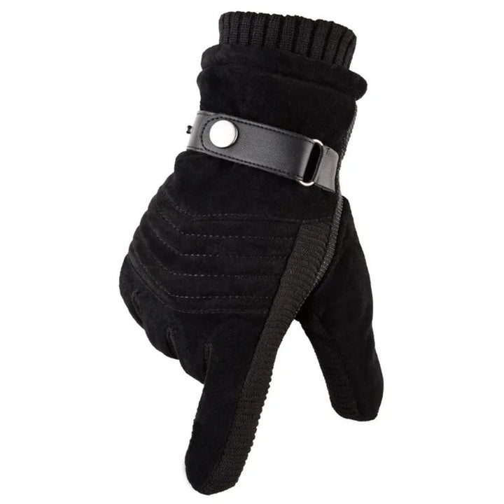 Men's Touch Screen Warm Winter Gloves - Genuine Leather Strap