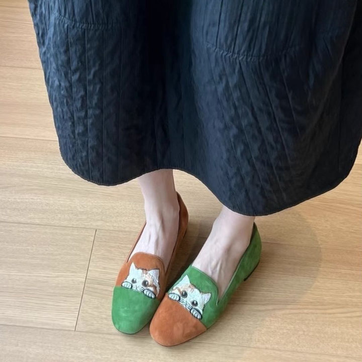 Cozy Cat Suede Flats - Saint Drako