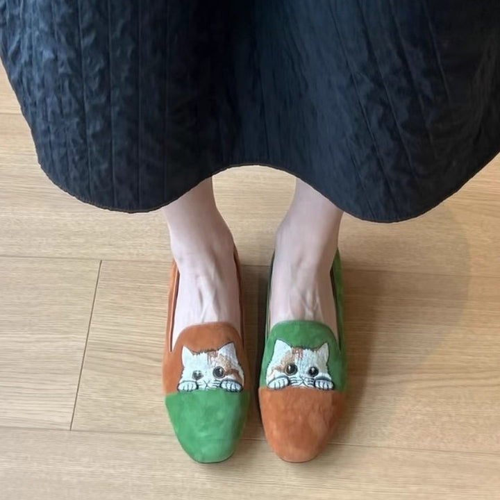 Cozy Cat Suede Flats - Saint Drako