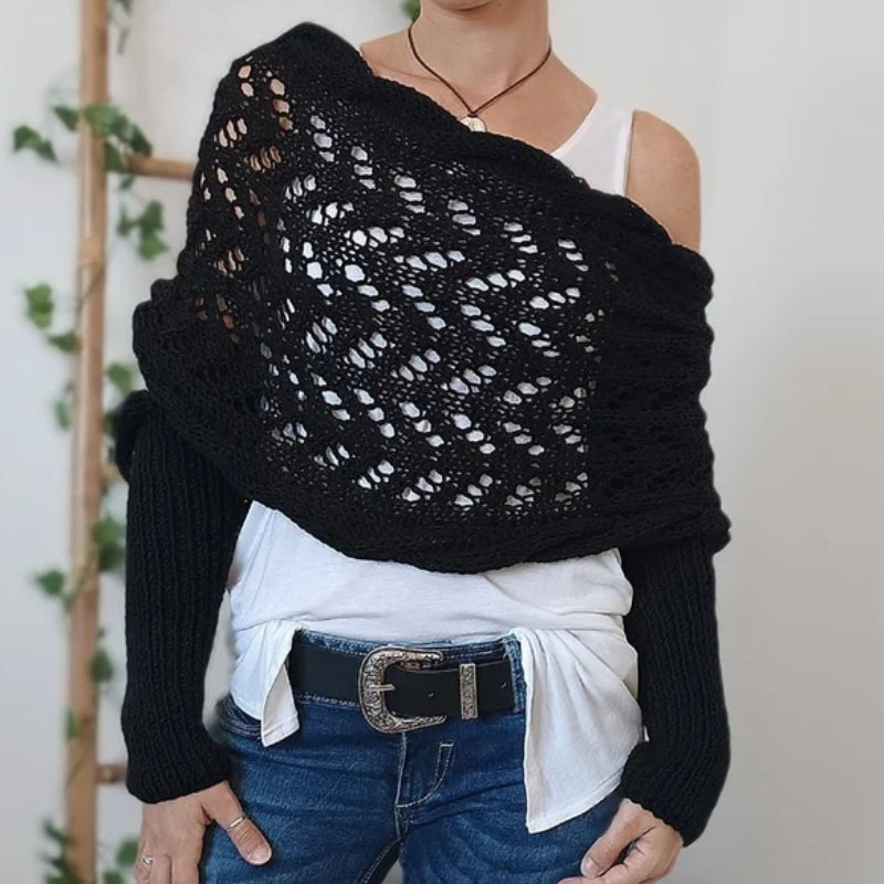 Amara Knitted Scarf with Sleeves