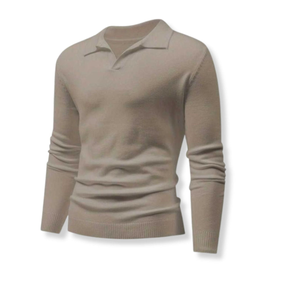 Long Sleeve Knitted Ivory Polo - Saint Drako