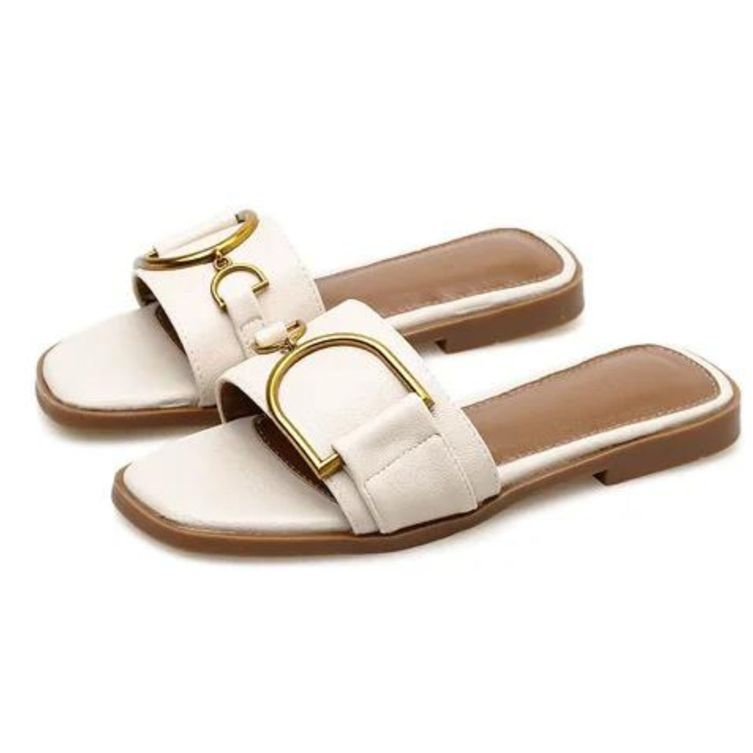 Square-Toe Chic Leather Sandals