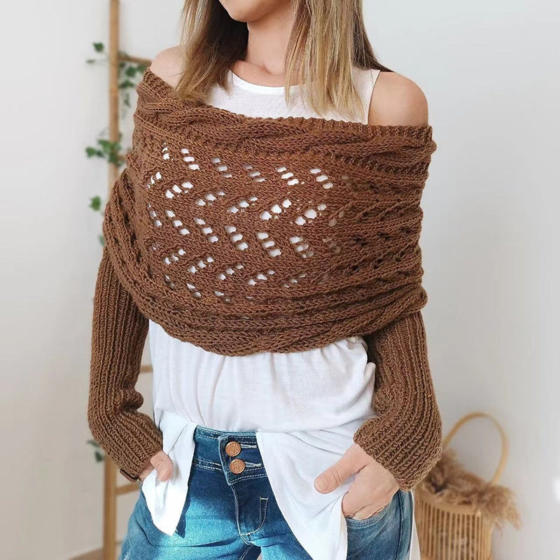Amara Knitted Scarf with Sleeves