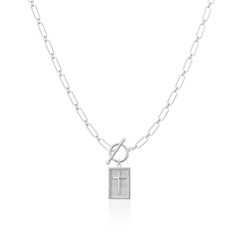 Aurelia Deco Chain Cross Pendant Necklace