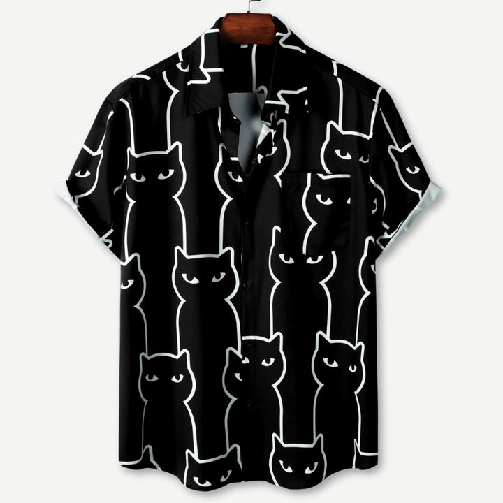 Relaxed Black Cats Shirt - Saint Drako