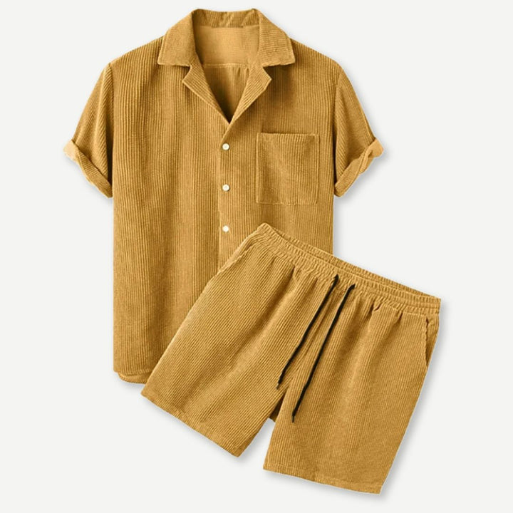 Corduroy Shirt & Shorts Set