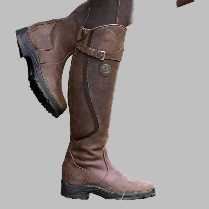 Valdora Knee-Length Buckled Leather Hiking Boots