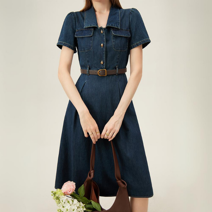 Reuben Denim Short Sleeve Dress - Saint Drako