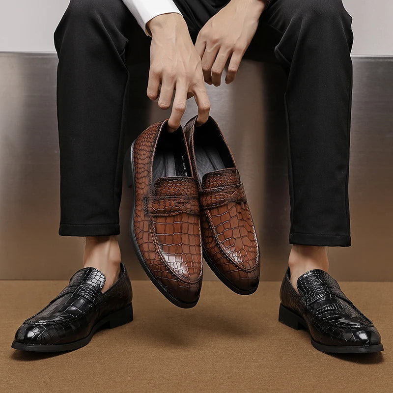 Savona Crocodile Leather Loafers