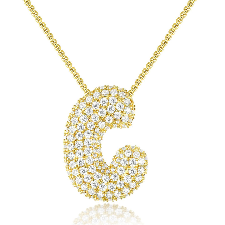 14K Gold Bubble Letter Necklace