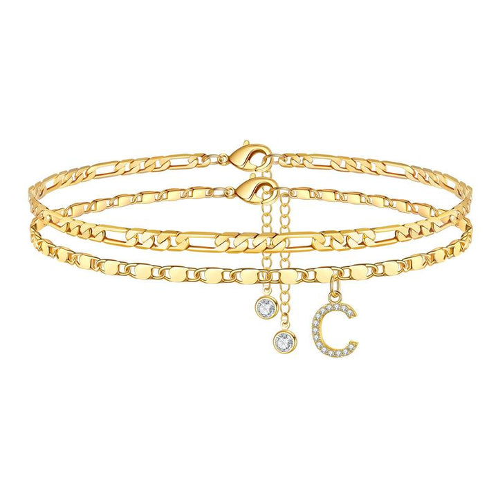 Siena Gold Initial Anklet - Saint Drako
