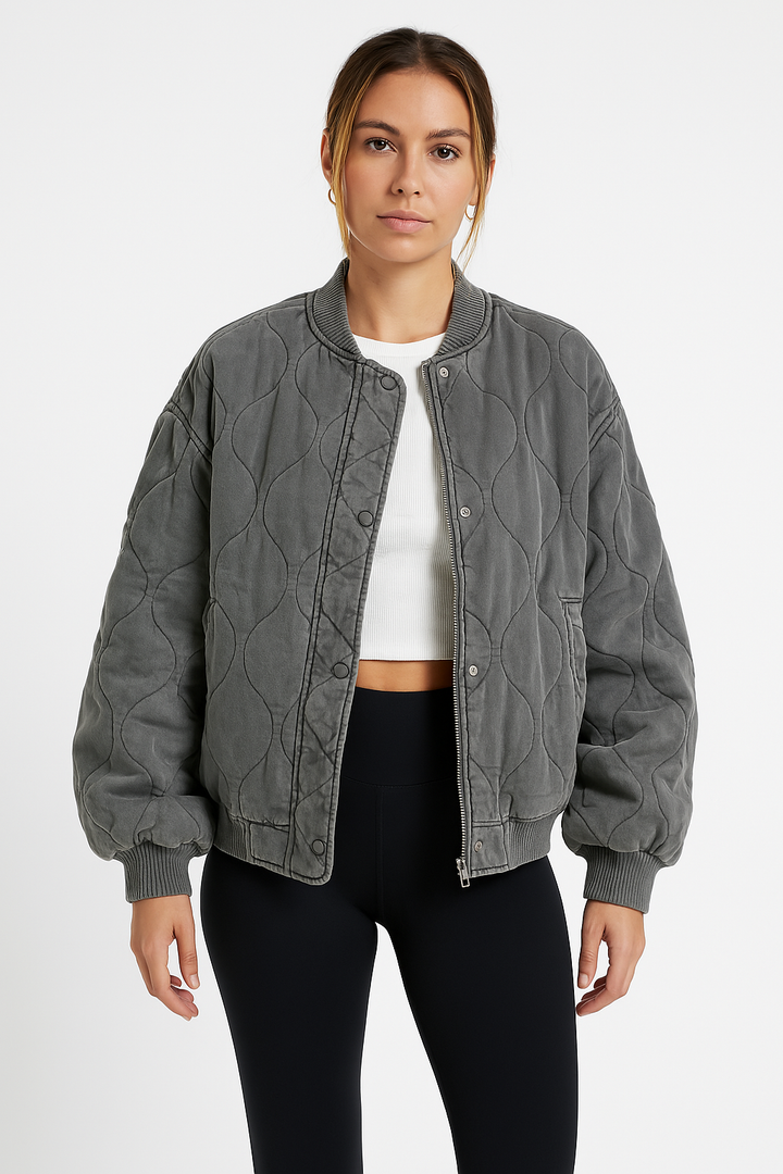Harper Women’s Quilted Oversized Bomber Jacket - Saint Drako