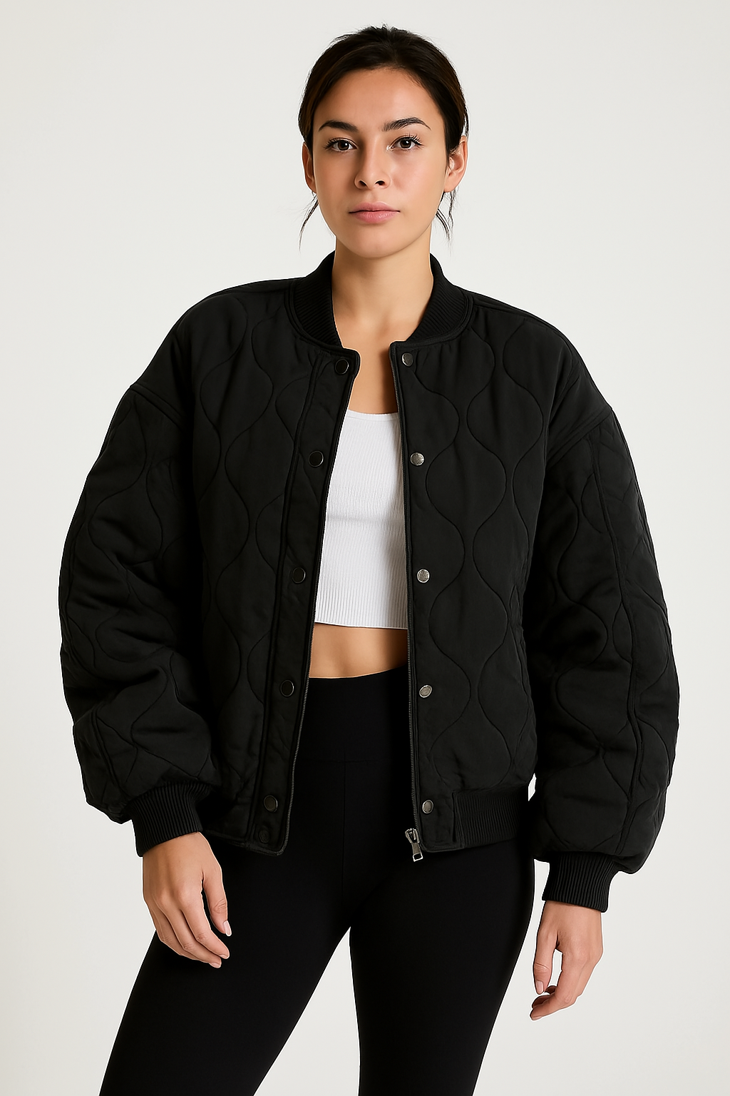 Harper Women’s Quilted Oversized Bomber Jacket - Saint Drako