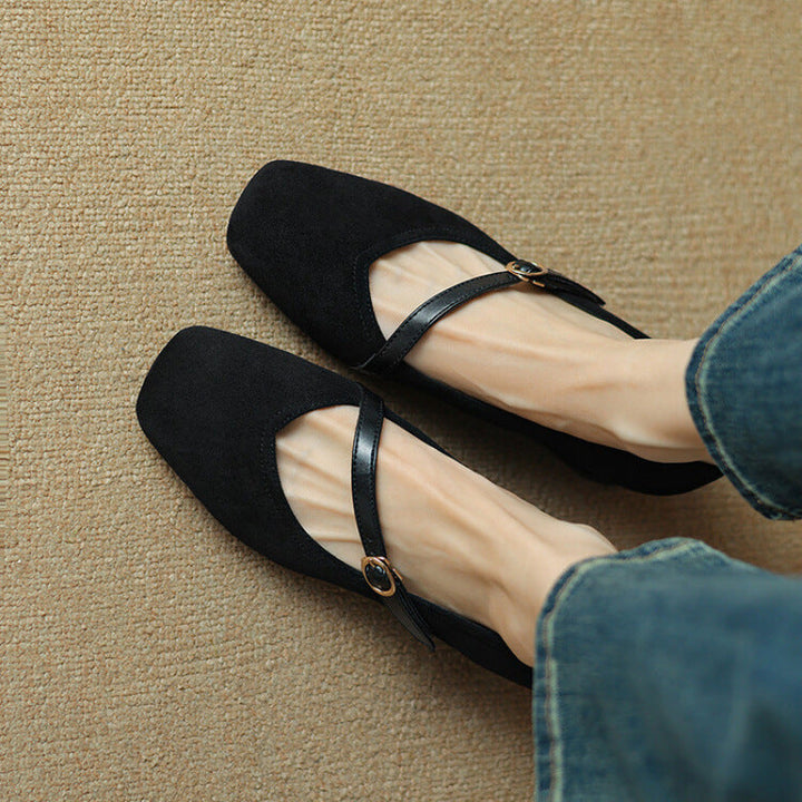 Elenya Suede Buckle Strap Pumps