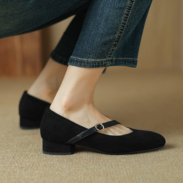 Elenya Suede Buckle Strap Pumps