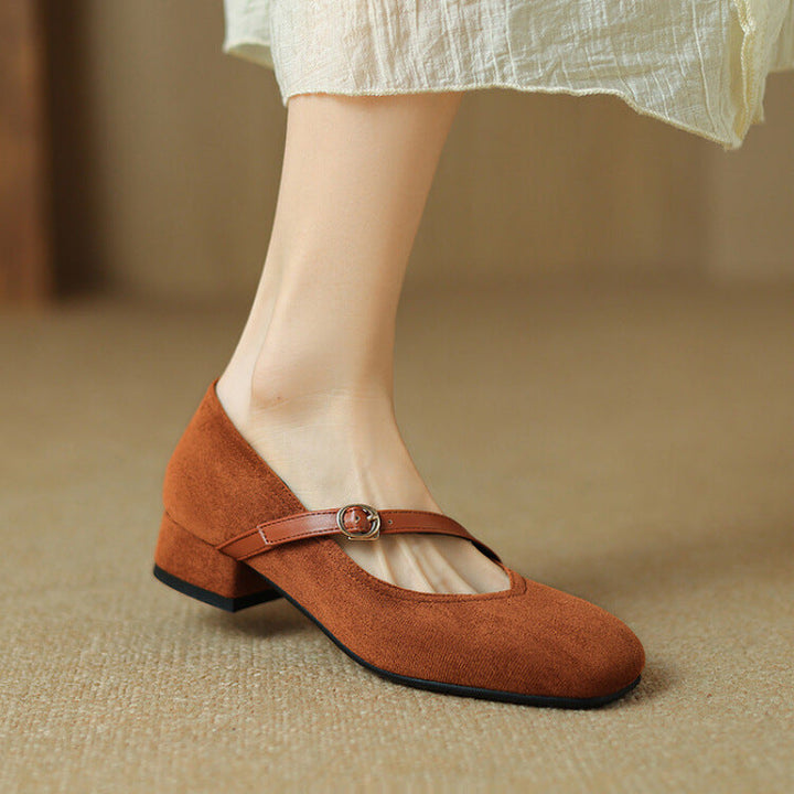 Elenya Suede Buckle Strap Pumps
