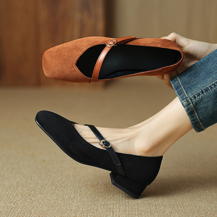 Elenya Suede Buckle Strap Pumps