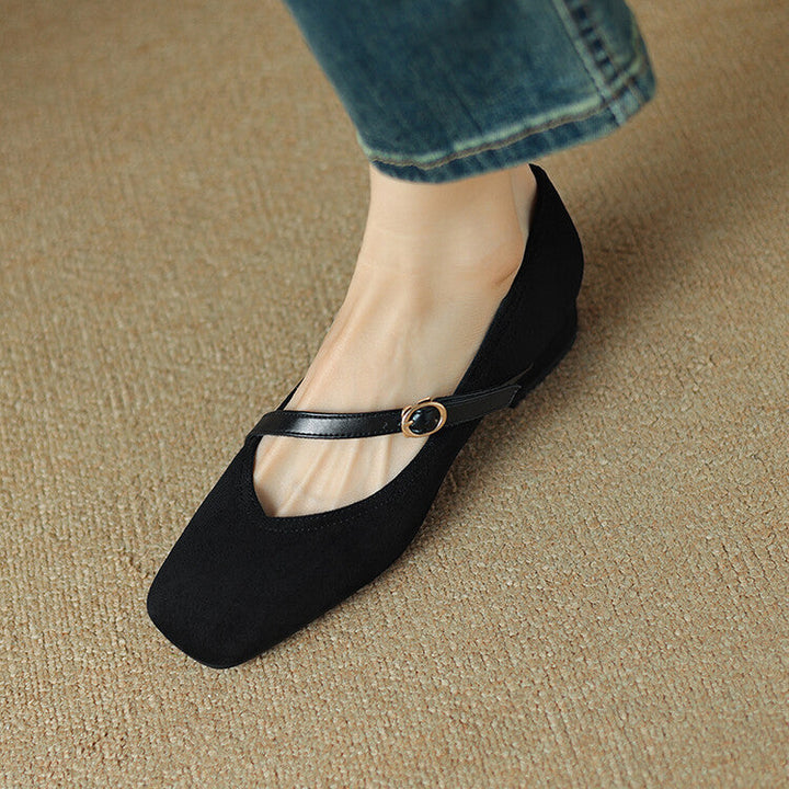 Elenya Suede Buckle Strap Pumps