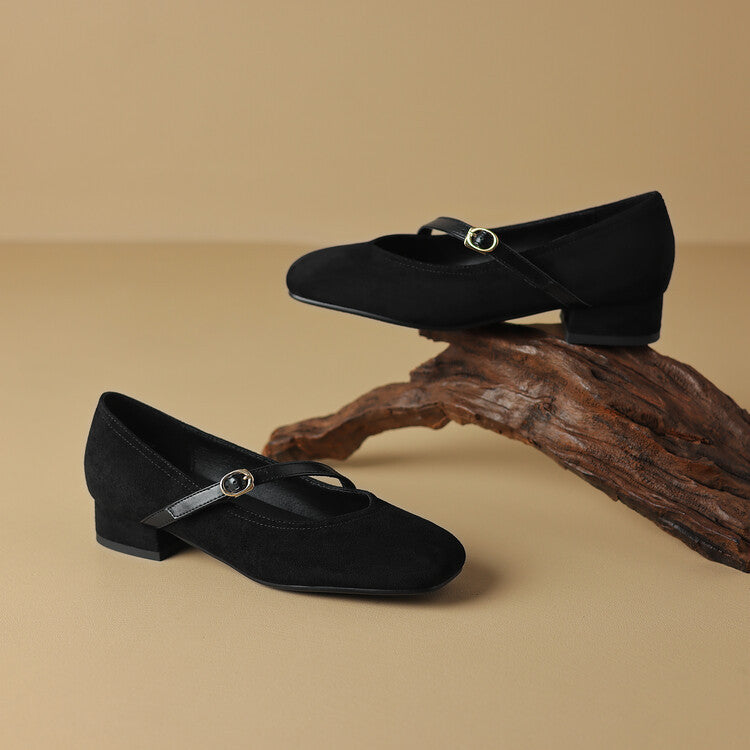Elenya Suede Buckle Strap Pumps