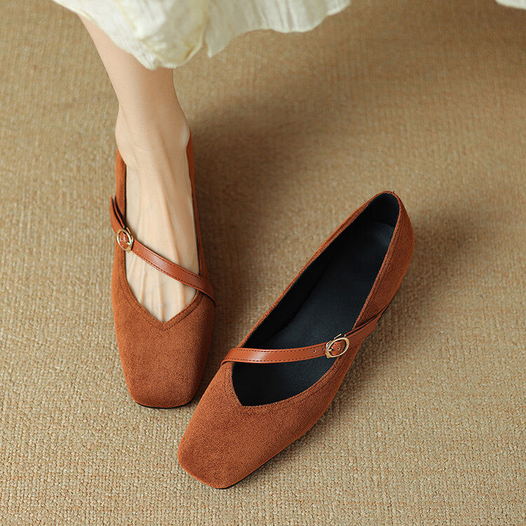 Elenya Suede Buckle Strap Pumps