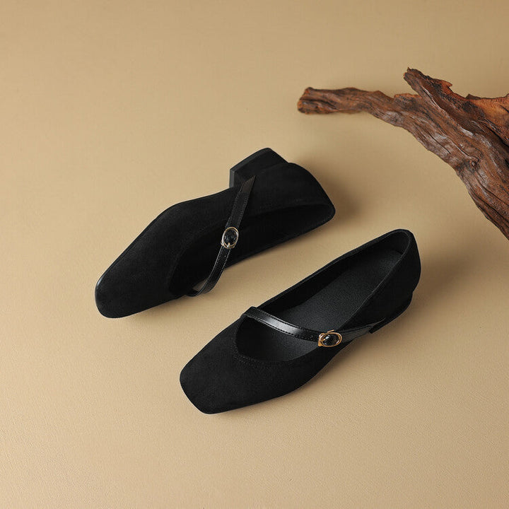 Elenya Suede Buckle Strap Pumps