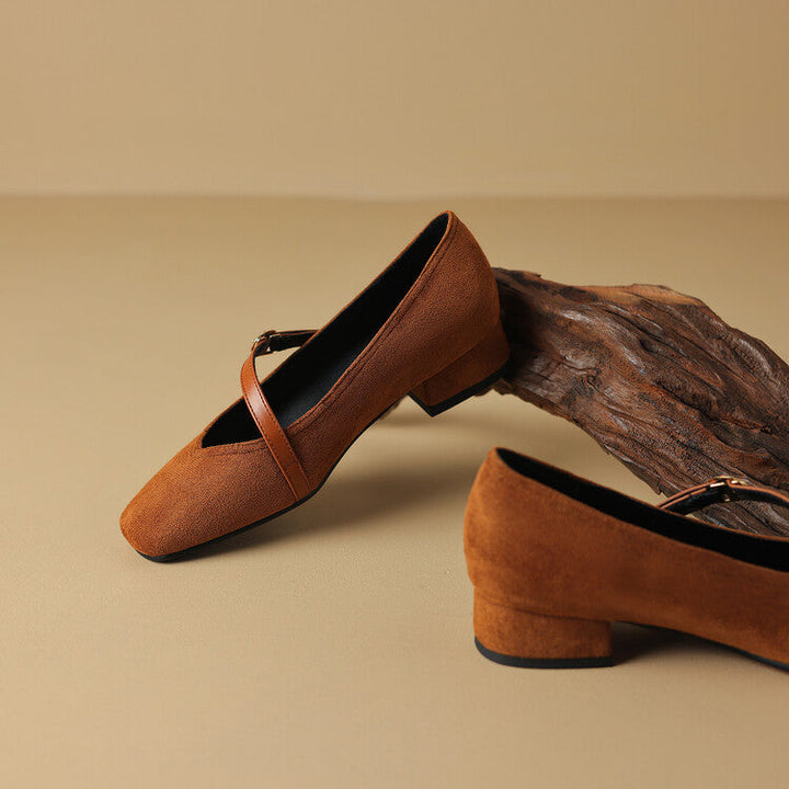 Elenya Suede Buckle Strap Pumps