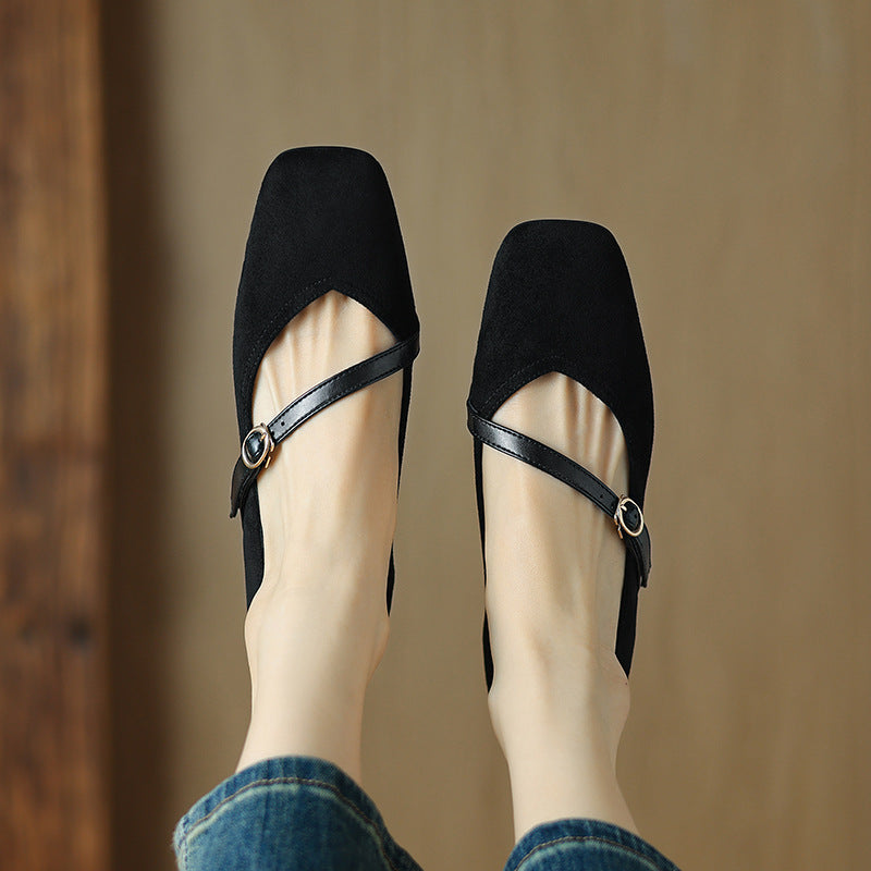 Elenya Suede Buckle Strap Pumps