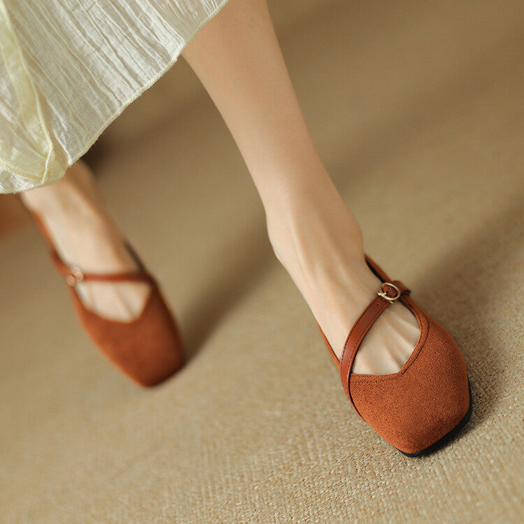 Elenya Suede Buckle Strap Pumps