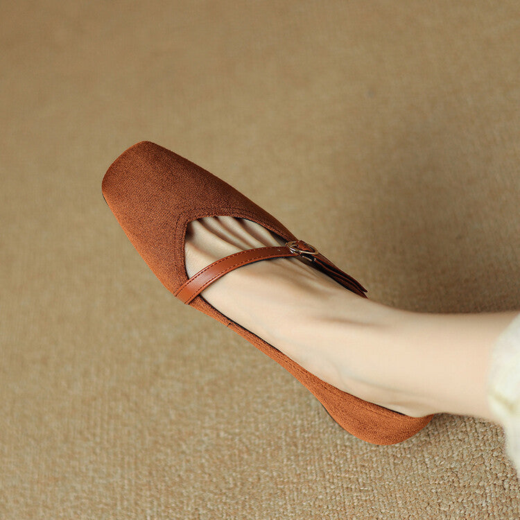 Elenya Suede Buckle Strap Pumps