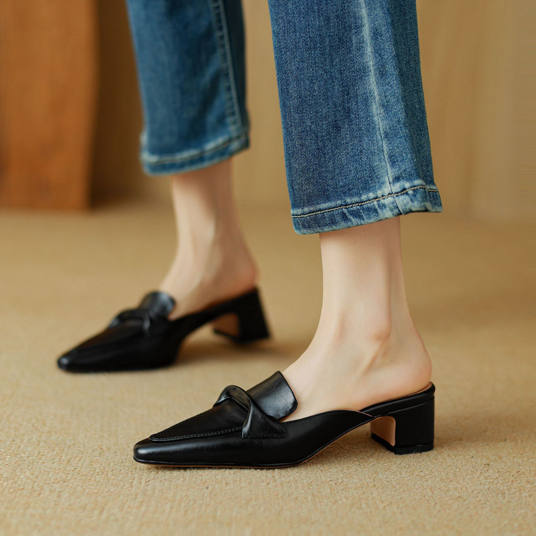 Solenne Leather Mules