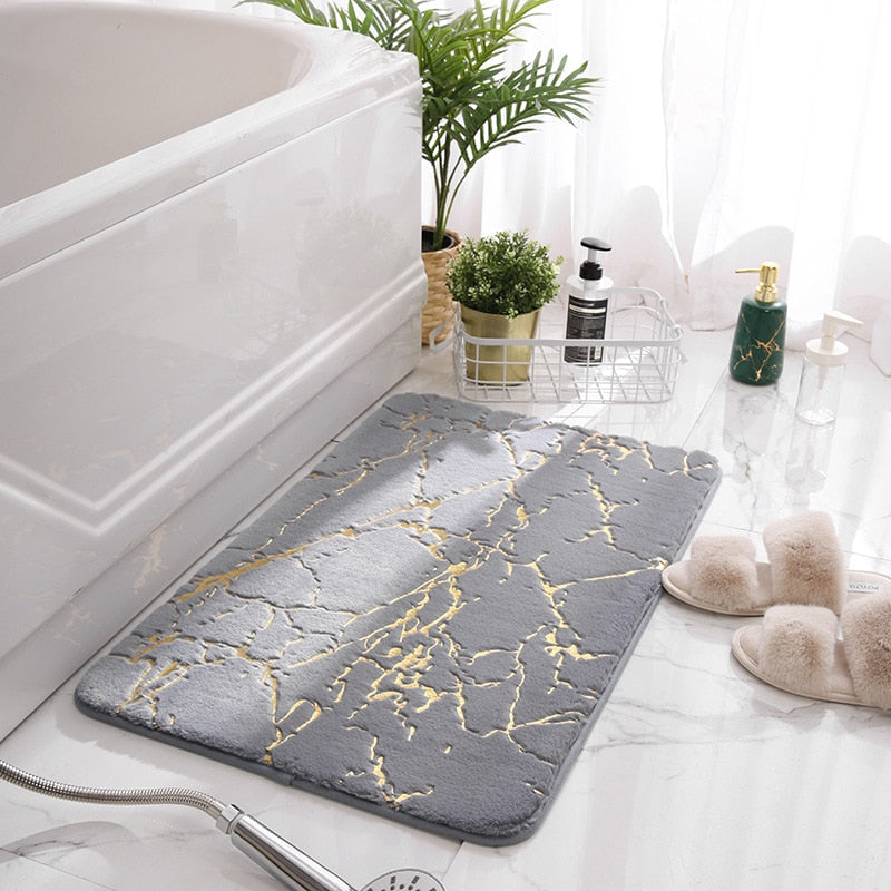 Fluffy Marble Dream Bath Rug