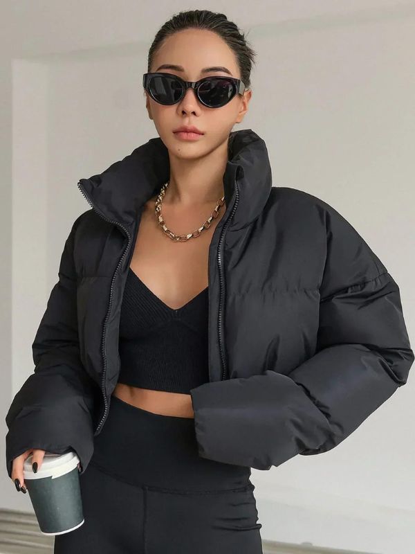 Liora Women’s Cropped Quilted Puffer Jacket - Saint Drako