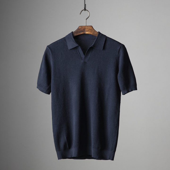 Rowen Knit-Collar Polo - Saint Drako