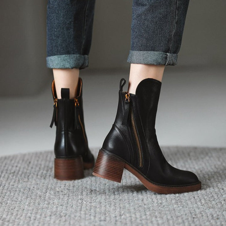 Valencia Leather Zip Ankle Boots