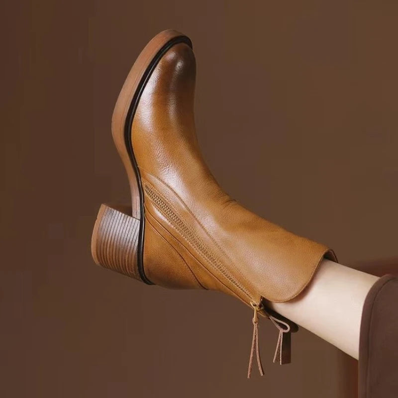 Valencia Leather Zip Ankle Boots
