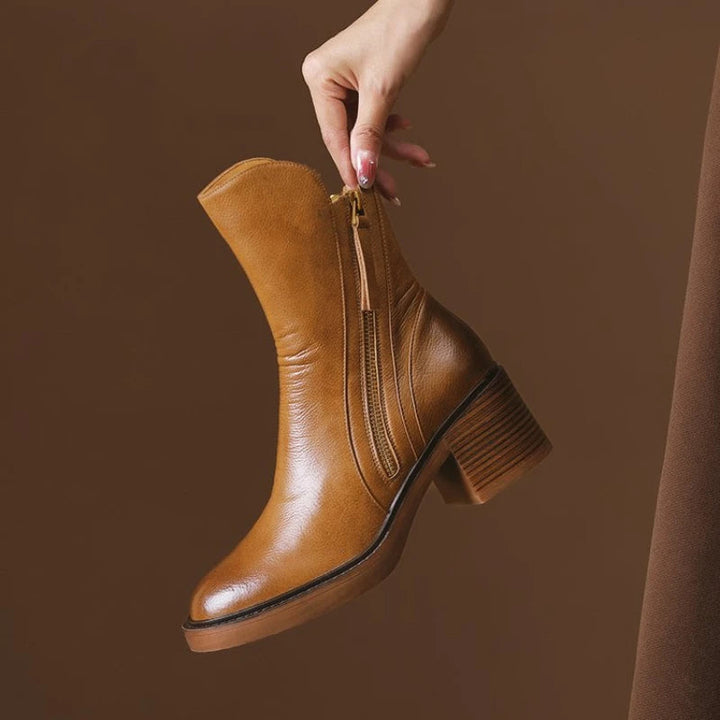 Valencia Leather Zip Ankle Boots