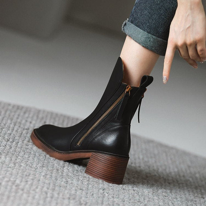 Valencia Leather Zip Ankle Boots